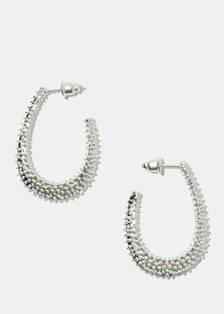 Textured Open Hoop Earrings Silver JEWELRY - Shop Miss A