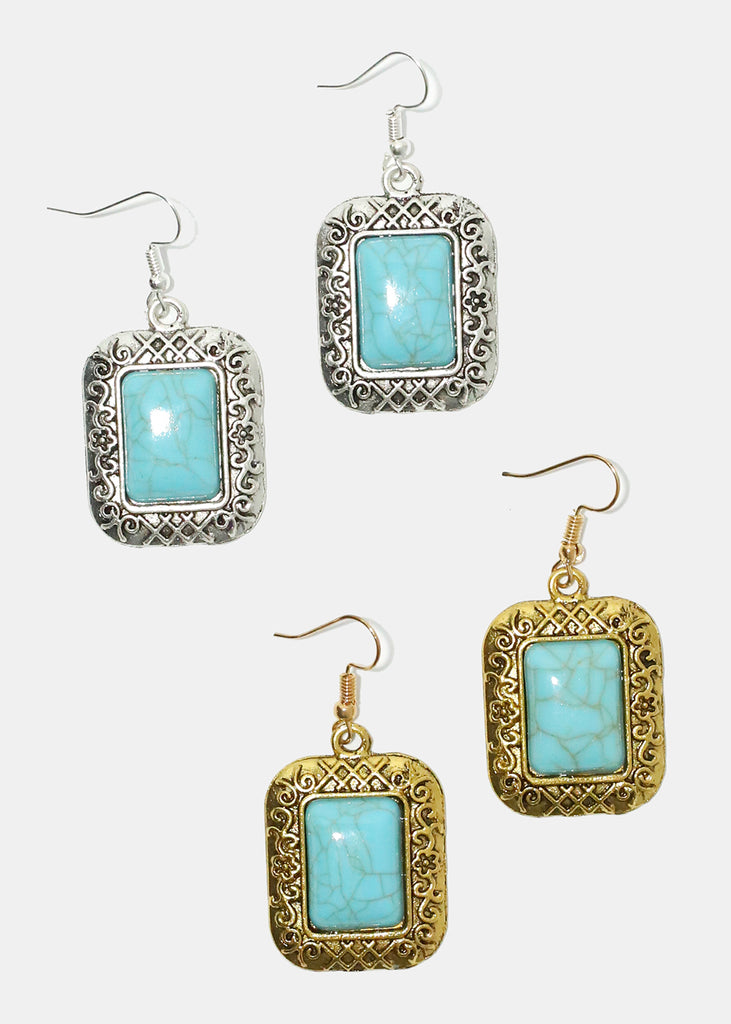 Turquoise Stone Earrings  JEWELRY - Shop Miss A