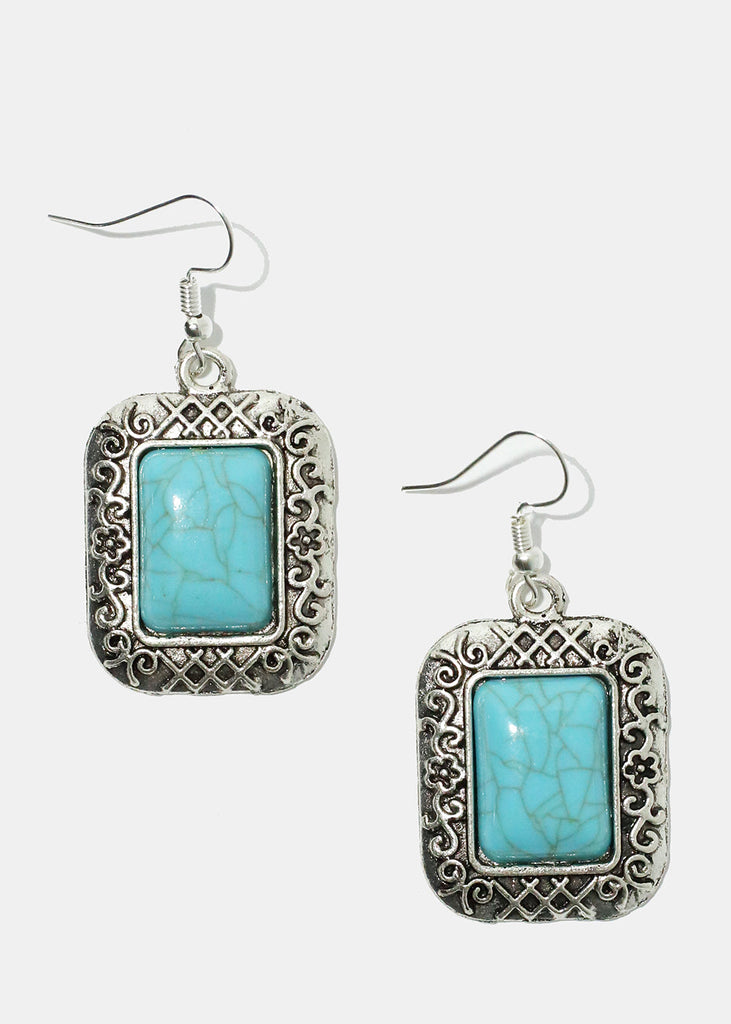Turquoise Stone Earrings Silver JEWELRY - Shop Miss A