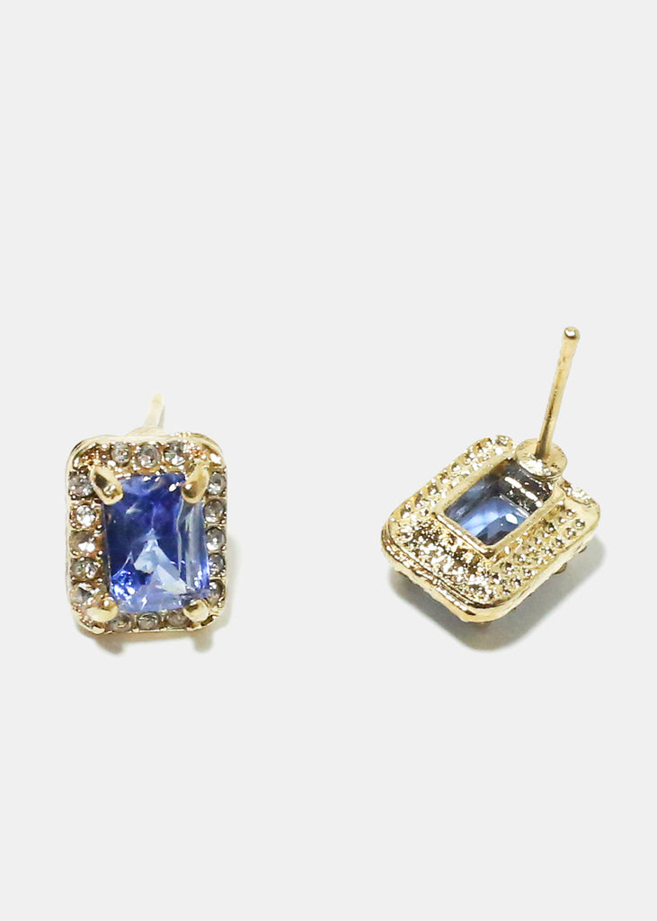 Square Gemstone Earrings Gold Blue JEWELRY - Shop Miss A