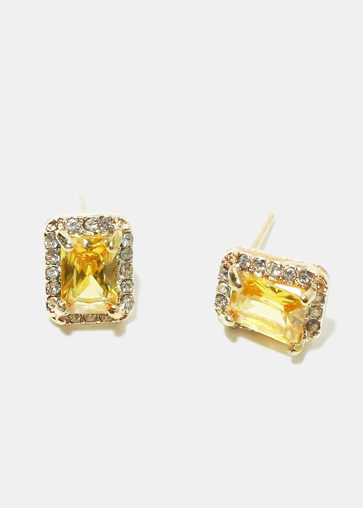 Square Gemstone Earrings Gold Yellow JEWELRY - Shop Miss A