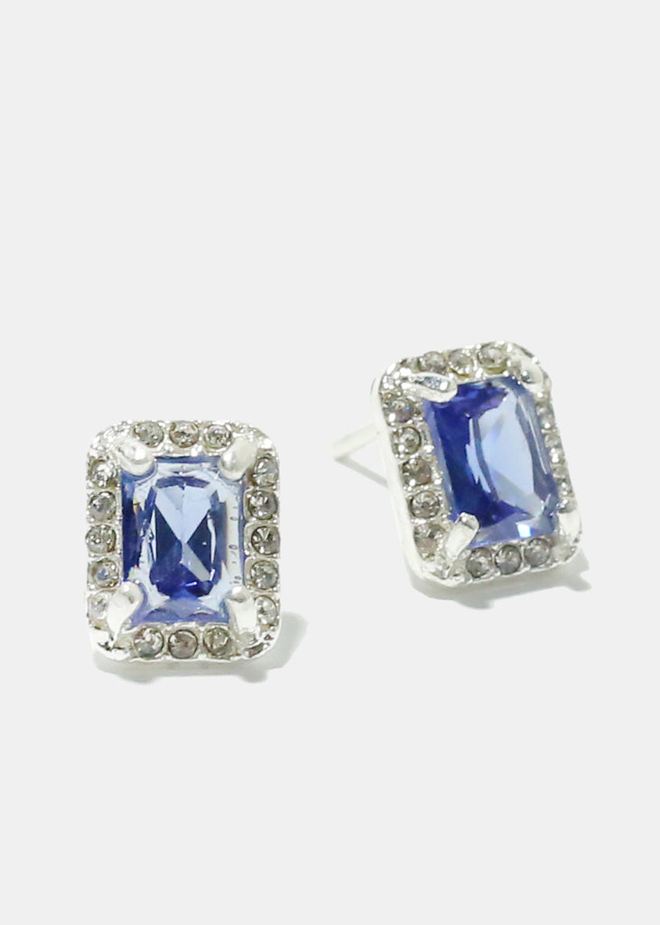 Square Gemstone Earrings Silver Blue JEWELRY - Shop Miss A