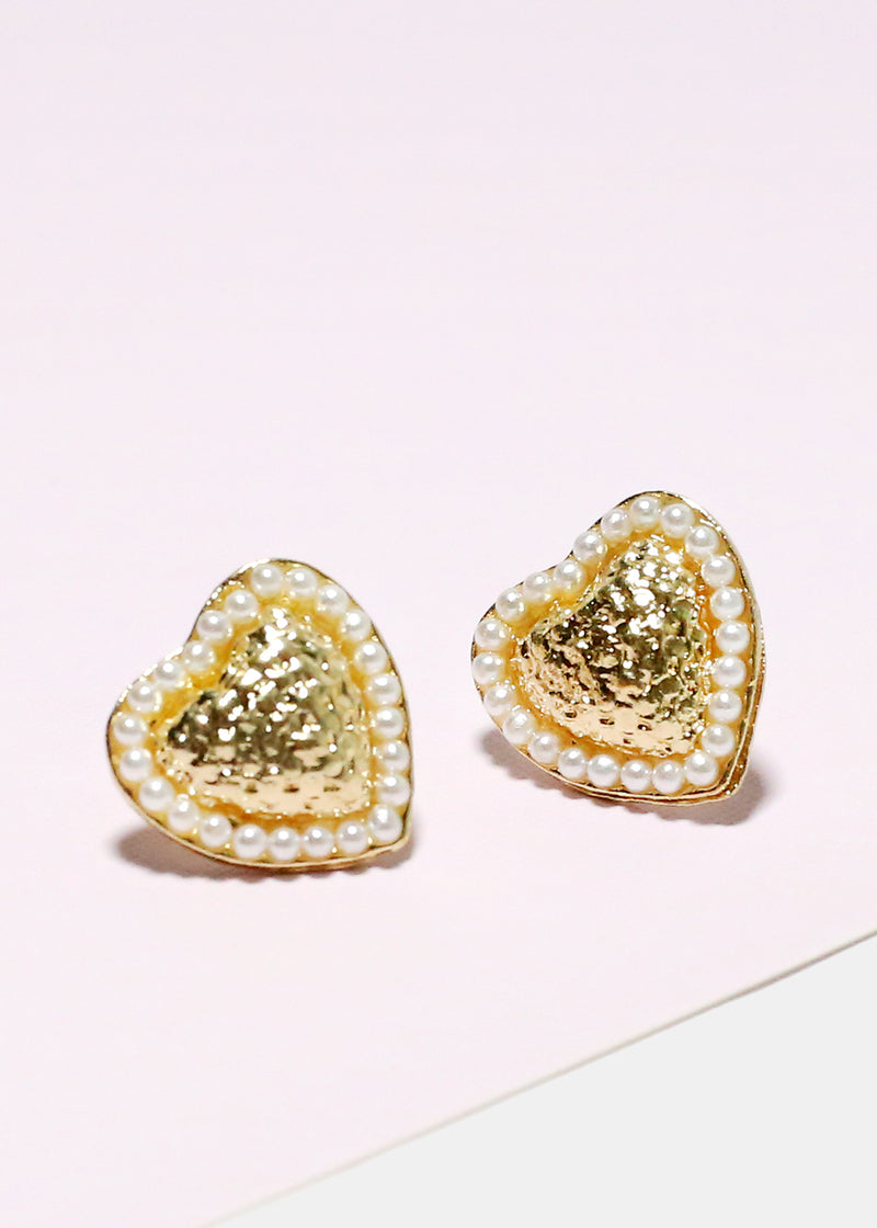 Pearl Lined Heart Earrings  JEWELRY - Shop Miss A