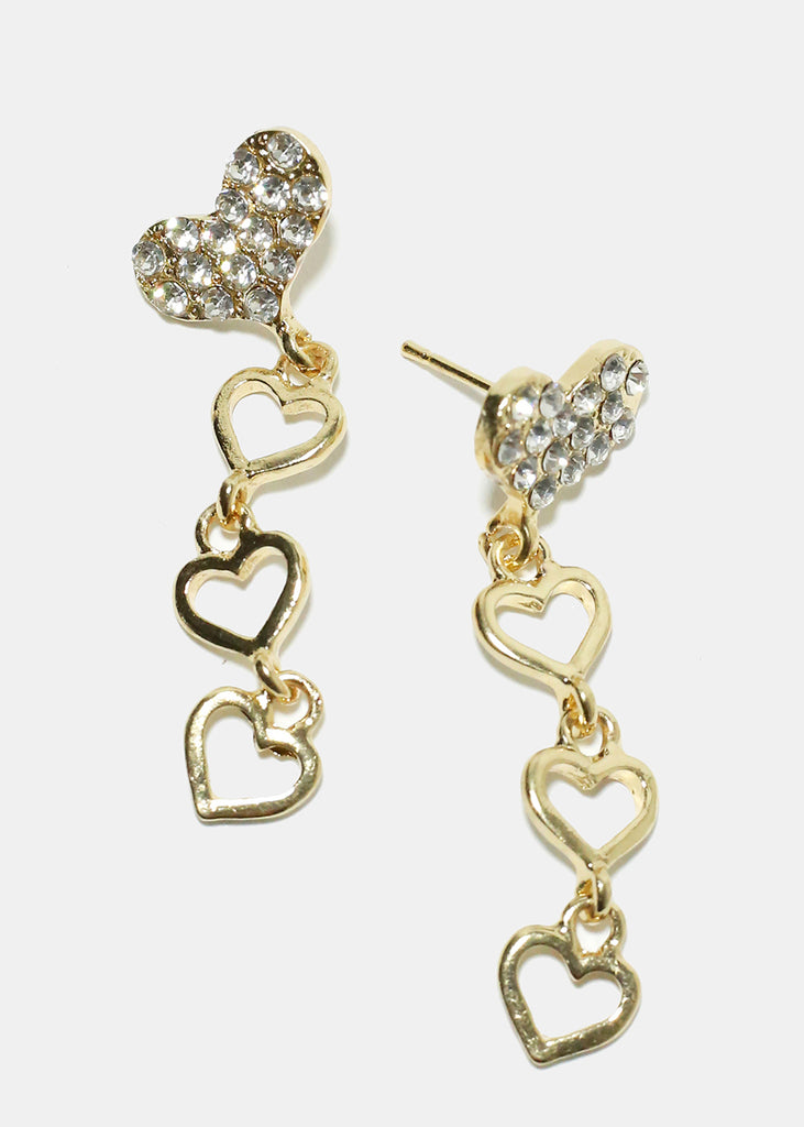 Rhinestone Heart Earrings Clear JEWELRY - Shop Miss A