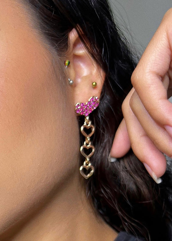 Rhinestone Heart Earrings  JEWELRY - Shop Miss A