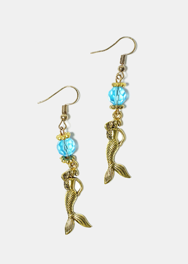 Mermaid Earrings Gold Blue JEWELRY - Shop Miss A