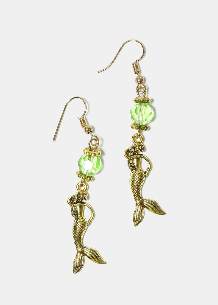 Mermaid Earrings Gold Green JEWELRY - Shop Miss A
