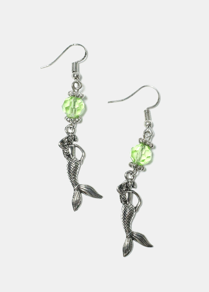 Mermaid Earrings Silver Green JEWELRY - Shop Miss A