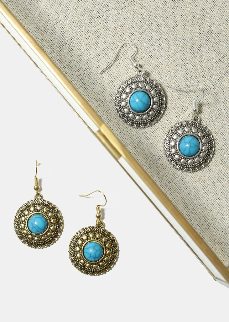 Circle Turquoise Earrings  JEWELRY - Shop Miss A