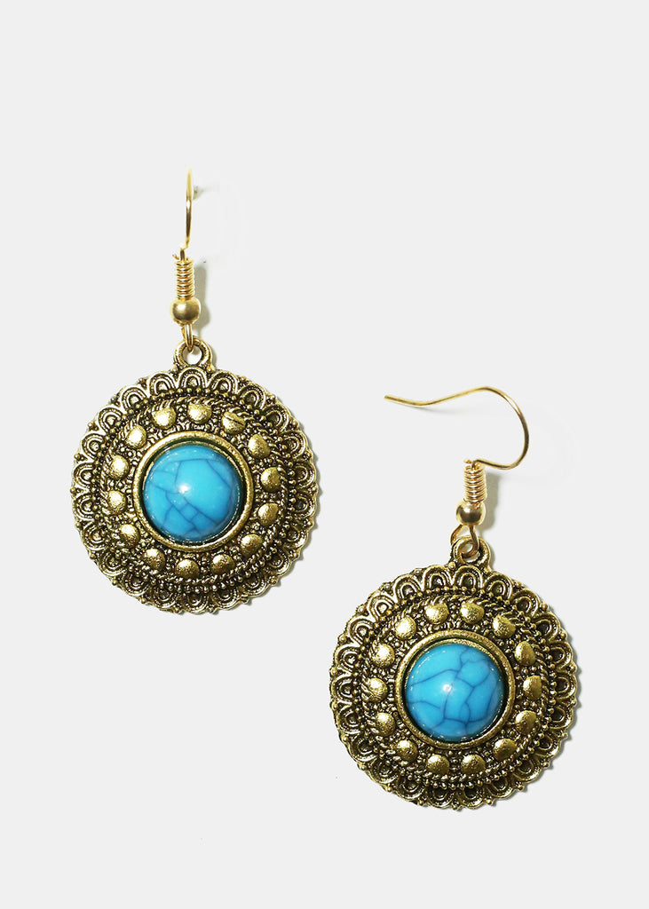 Circle Turquoise Earrings Gold JEWELRY - Shop Miss A