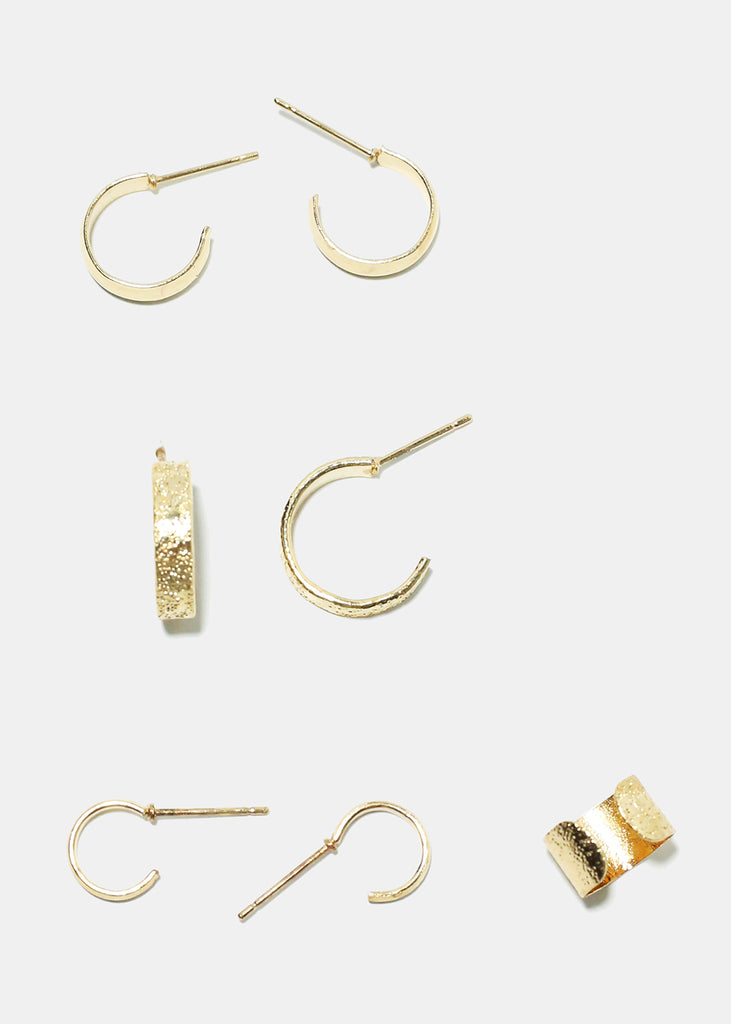Multi Size Hoop Earrings & Cuff Gold JEWELRY - Shop Miss A