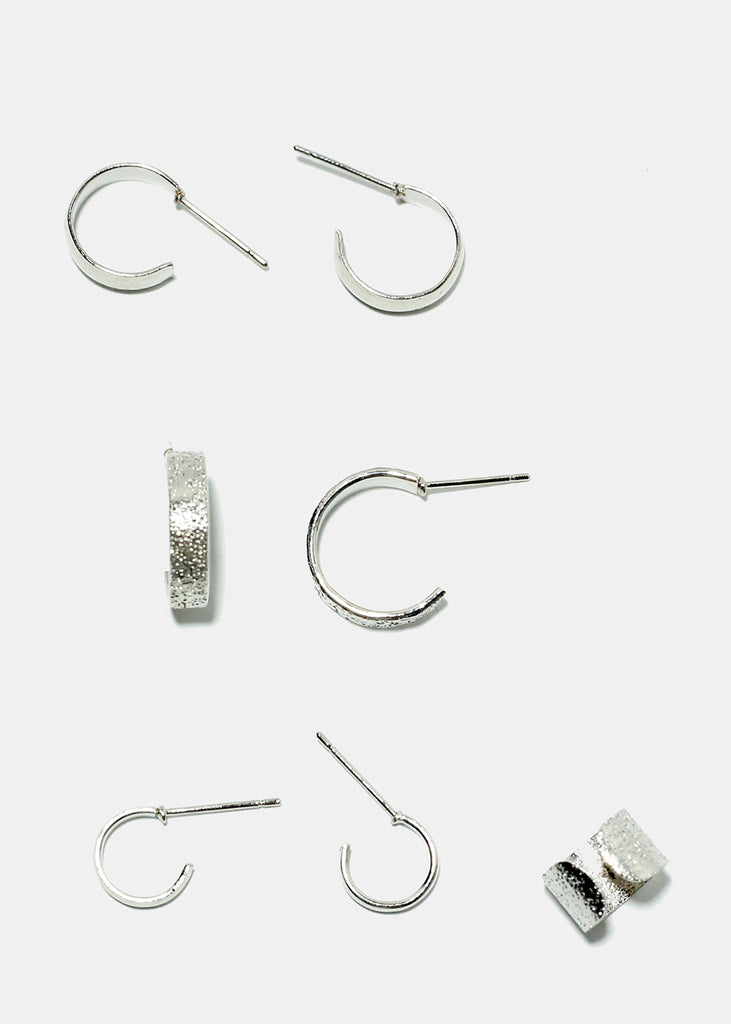 Multi Size Hoop Earrings & Cuff Silver JEWELRY - Shop Miss A