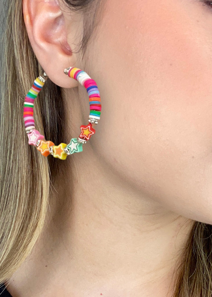 Star Charm Beaded Hoop Earrings  JEWELRY - Shop Miss A