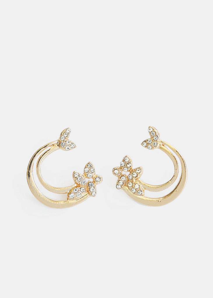 Open Hoop Earring with Rhinestones Gold JEWELRY - Shop Miss A