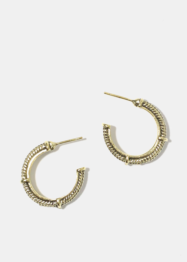 Textured Hoop Earrings Gold JEWELRY - Shop Miss A