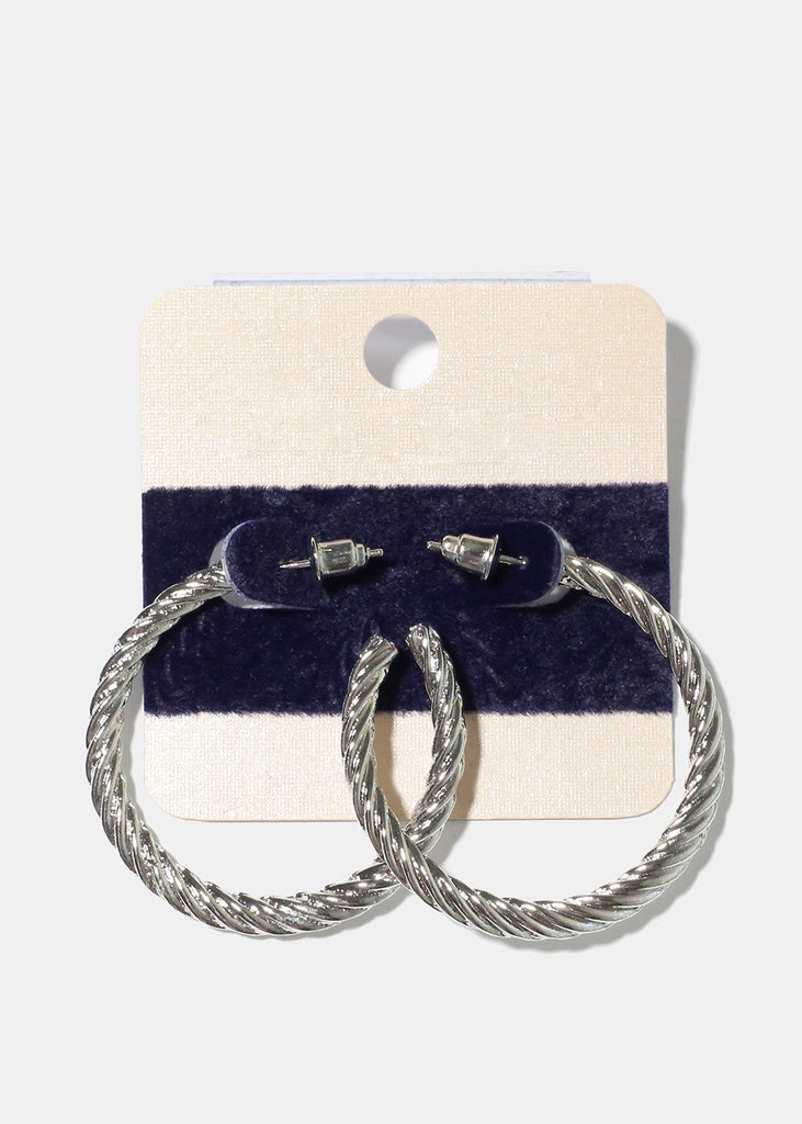 Small Textured Hoop Earrings Silver JEWELRY - Shop Miss A