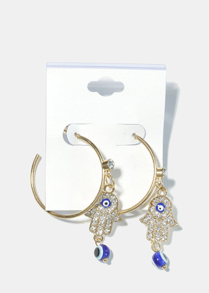 Evil Eye Hoop Earrings G. Blue JEWELRY - Shop Miss A