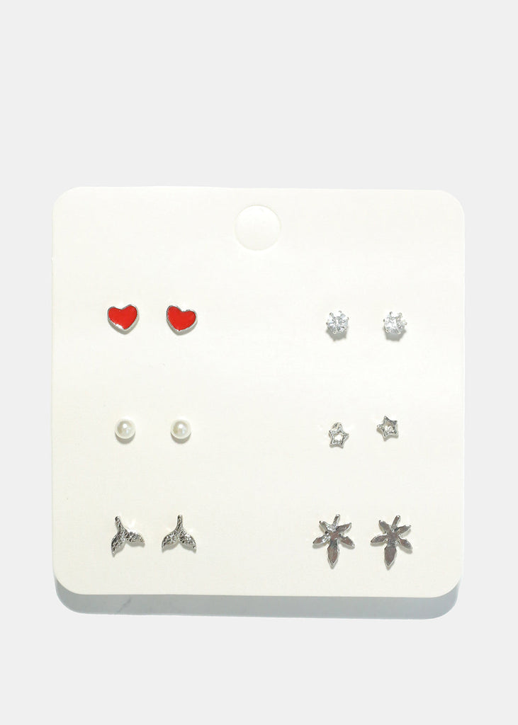 6 Pair Earring Set S. Red JEWELRY - Shop Miss A