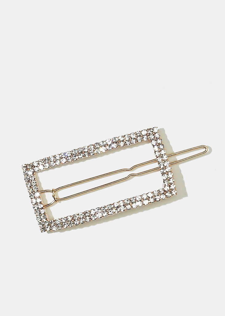 Rhinestone-Studded Rectangle Hairpin Gold HAIR - Shop Miss A