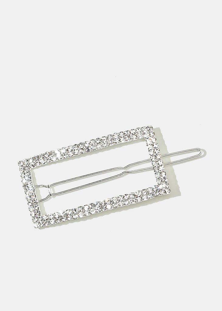 Rhinestone-Studded Rectangle Hairpin Silver HAIR - Shop Miss A