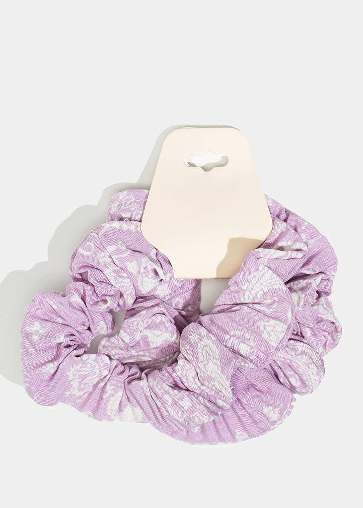 2-Piece Flower Print Scrunchies Purple HAIR - Shop Miss A