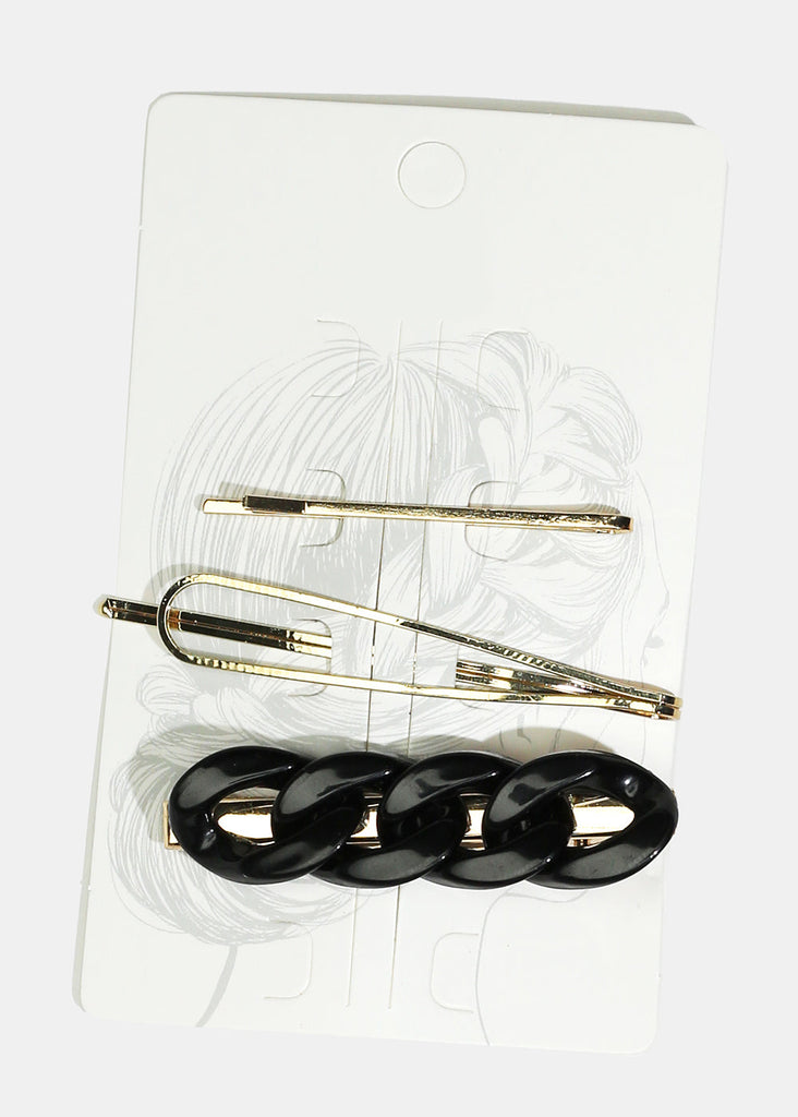 3-Piece Linked Circle Hairpins Black HAIR - Shop Miss A