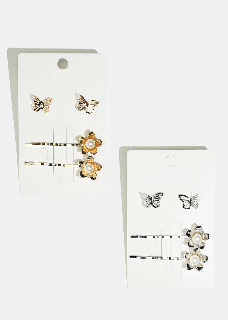 2-Piece Flower Hairpins & Butterfly Stud Earrings  HAIR - Shop Miss A