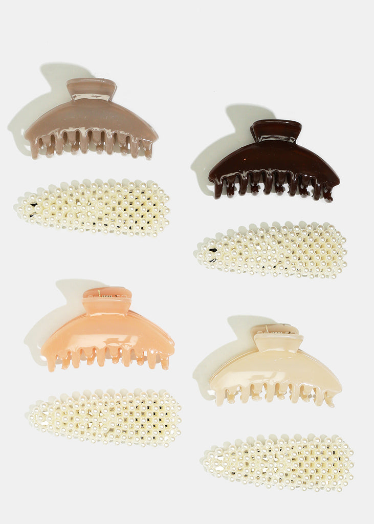 2-Piece Pearl-Studded Snap & Jaw Clip HAIR - Shop Miss A