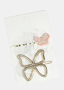 2-Piece Butterfly Hairpins Pink HAIR - Shop Miss A