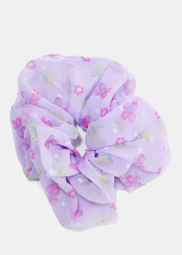 Large Flower Mesh Scrunchie Purple HAIR - Shop Miss A
