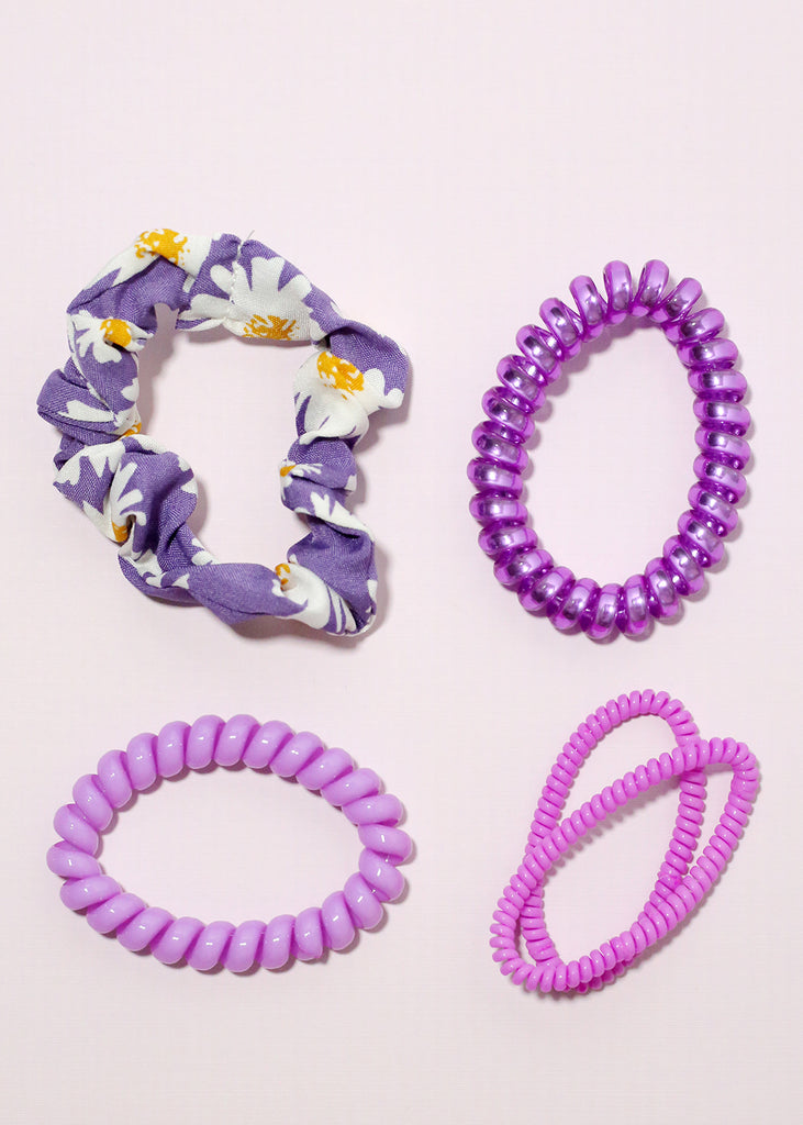 5 Piece Scrunchie Set Purple HAIR - Shop Miss A