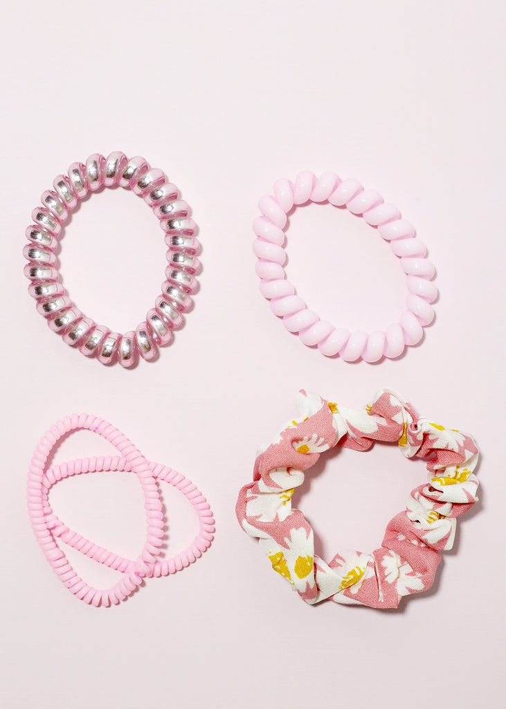 5 Piece Scrunchie Set Pink HAIR - Shop Miss A