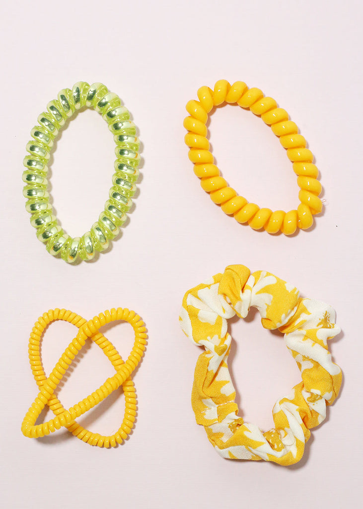 5 Piece Scrunchie Set Yellow HAIR - Shop Miss A