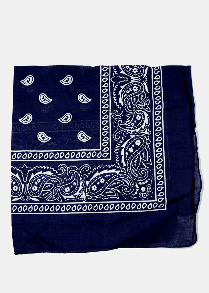 Navy Paisley Print Bandana  ACCESSORIES - Shop Miss A