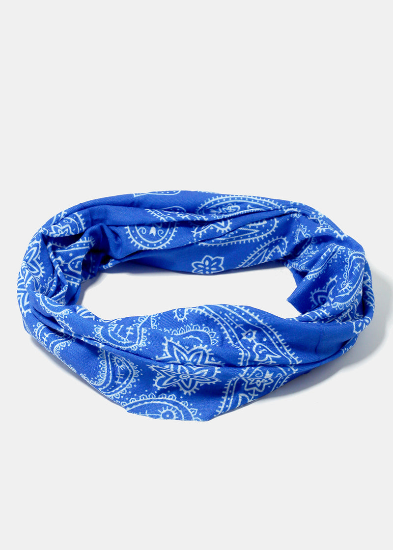 Paisley Print Face Covering Gaiter Blue ACCESSORIES - Shop Miss A
