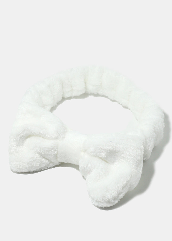 Fuzzy Bow Spa Headband White HAIR - Shop Miss A