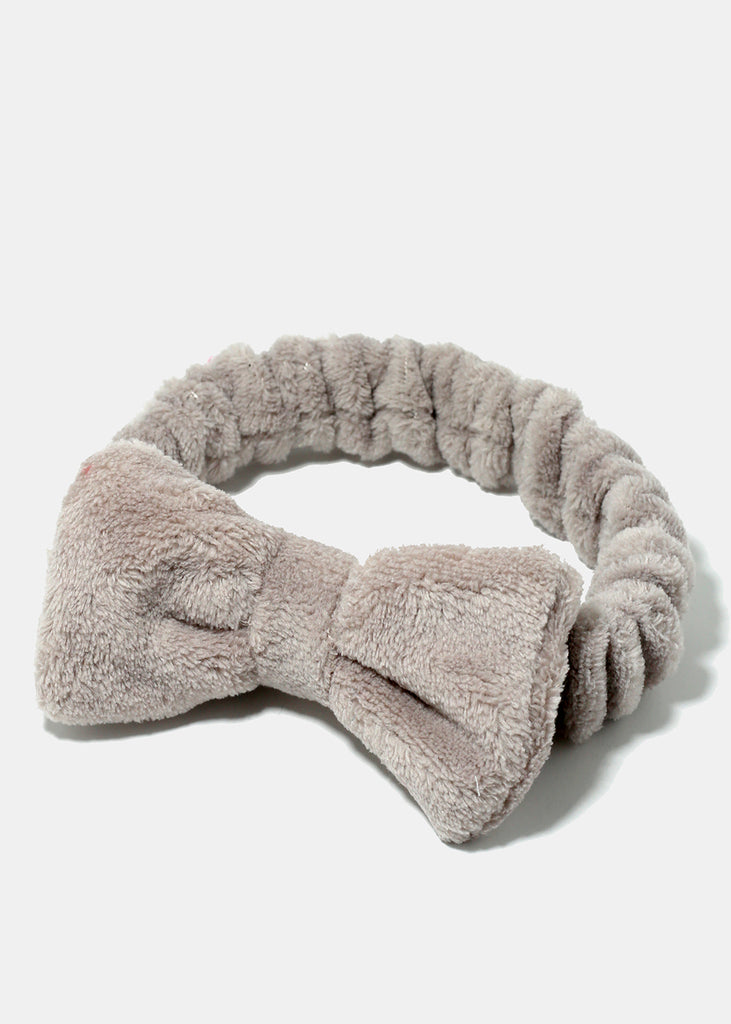 Fuzzy Bow Spa Headband Grey HAIR - Shop Miss A