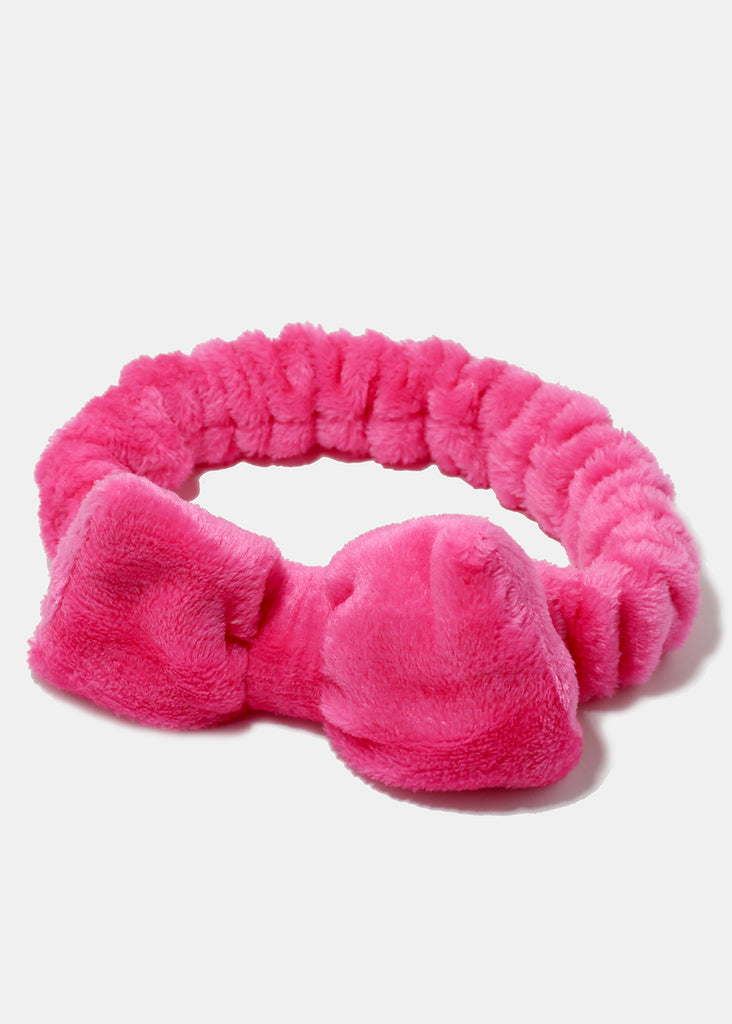 Fuzzy Bow Spa Headband Pink HAIR - Shop Miss A