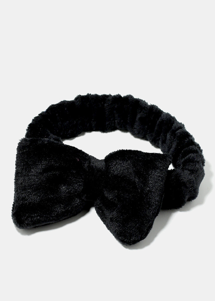 Fuzzy Bow Spa Headband Black HAIR - Shop Miss A
