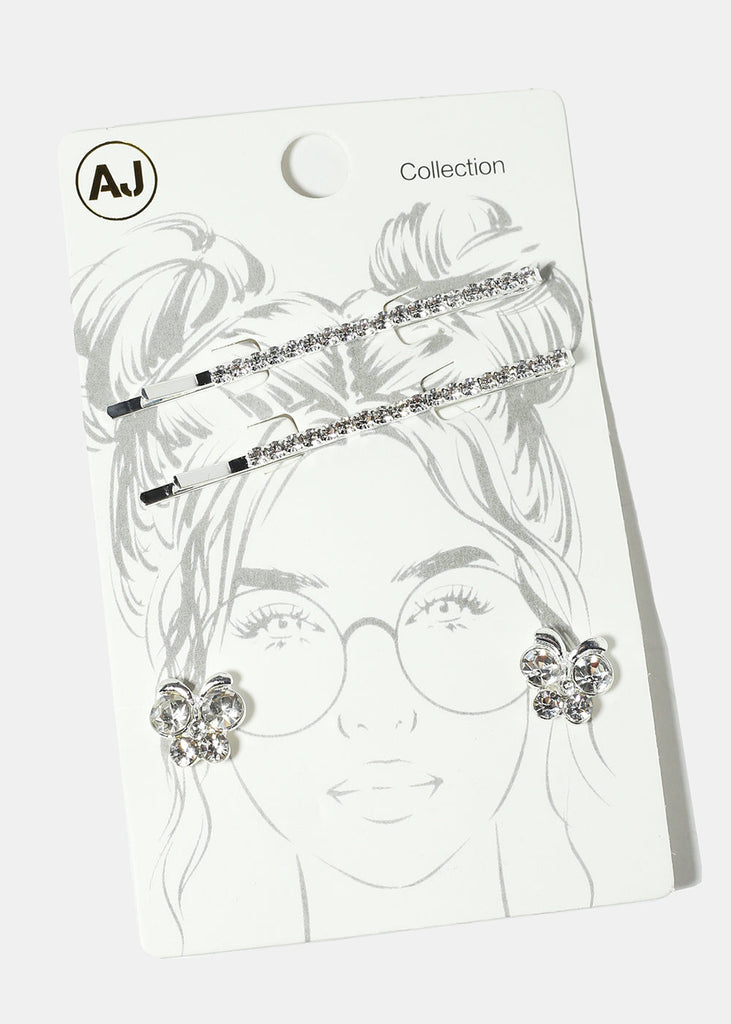 2-Piece Rhinestone-Studded Hairpin & Earring Set Silver HAIR - Shop Miss A