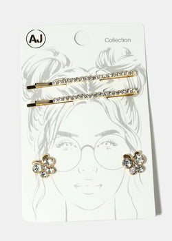 2-Piece Rhinestone-Studded Hairpin & Earring Set Gold HAIR - Shop Miss A