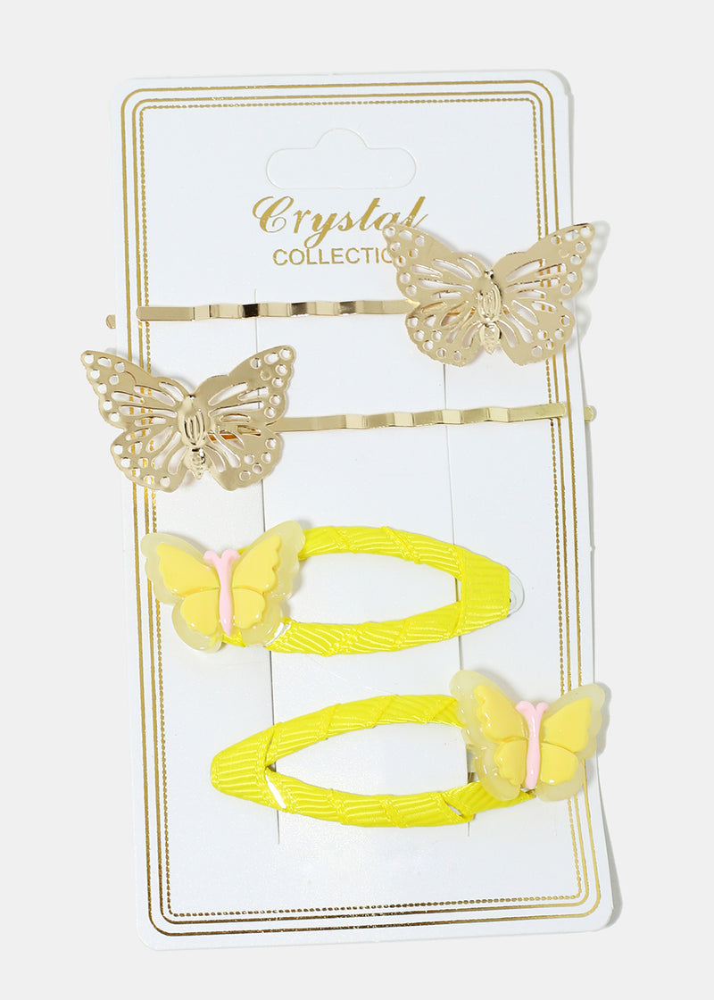 4-Piece Butterfly Snap Clips & Hairpins Yellow HAIR - Shop Miss A