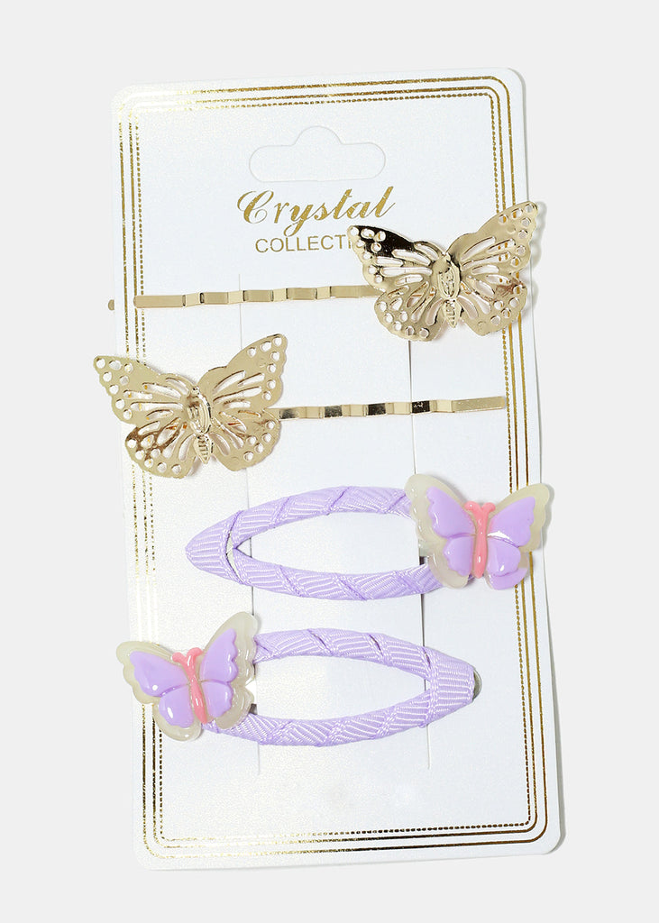 4-Piece Butterfly Snap Clips & Hairpins Purple HAIR - Shop Miss A