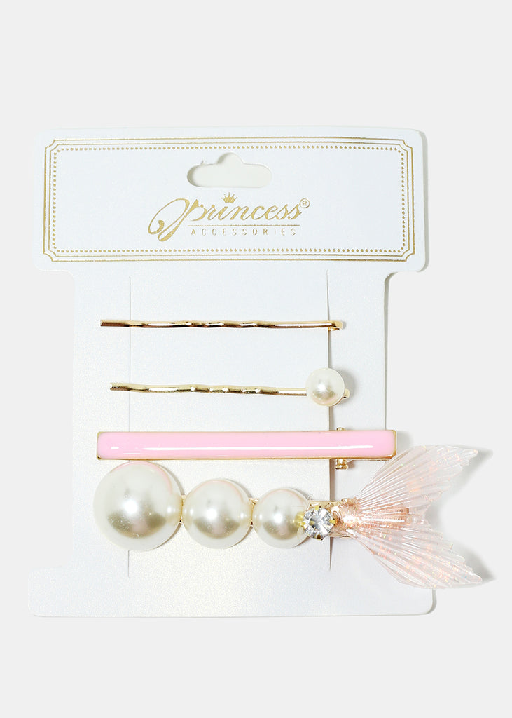 4-Piece Pearl Fishtail Hairpins Pink HAIR - Shop Miss A