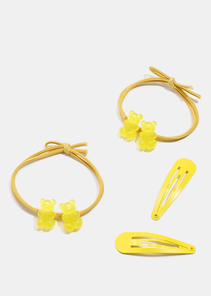 4-piece Cute Bear Ties & Clips Yellow HAIR - Shop Miss A