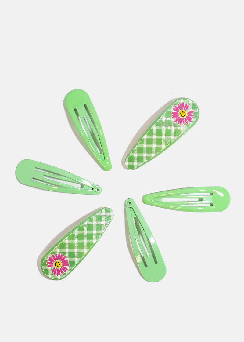 6-piece Happy Flower Snap Clips Green HAIR - Shop Miss A