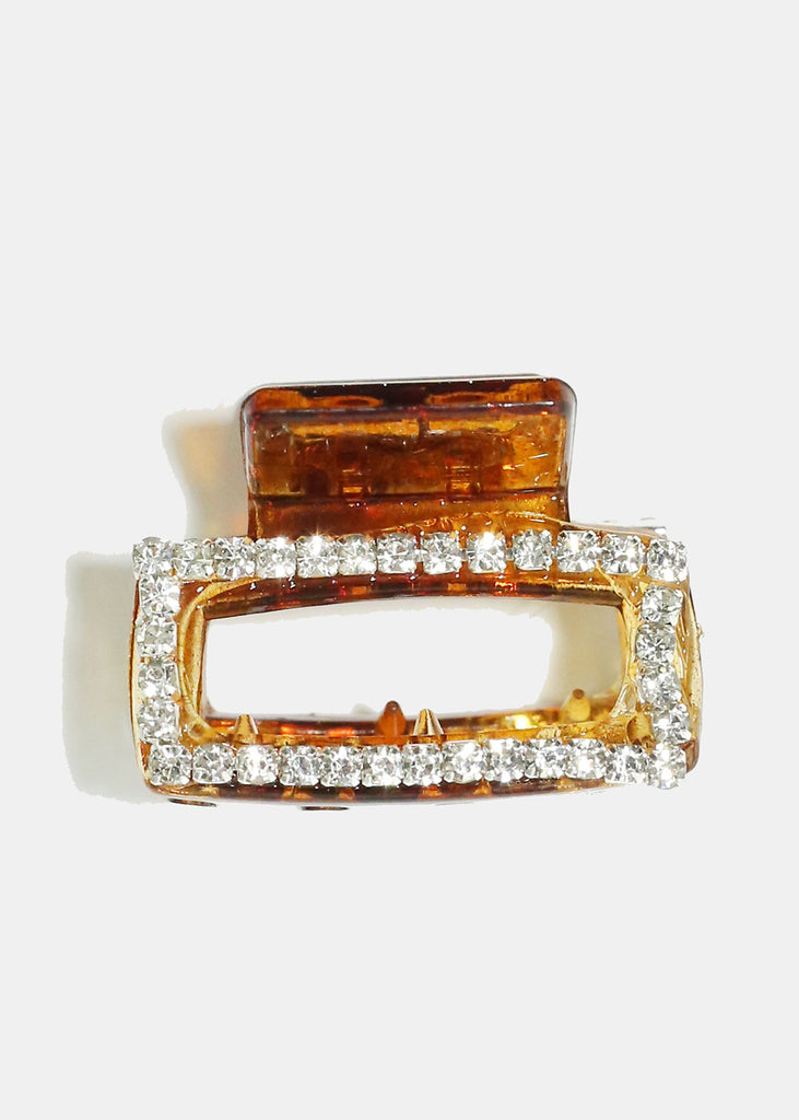 Small Rectangle Claw Clip with Rhinestones Orange HAIR - Shop Miss A