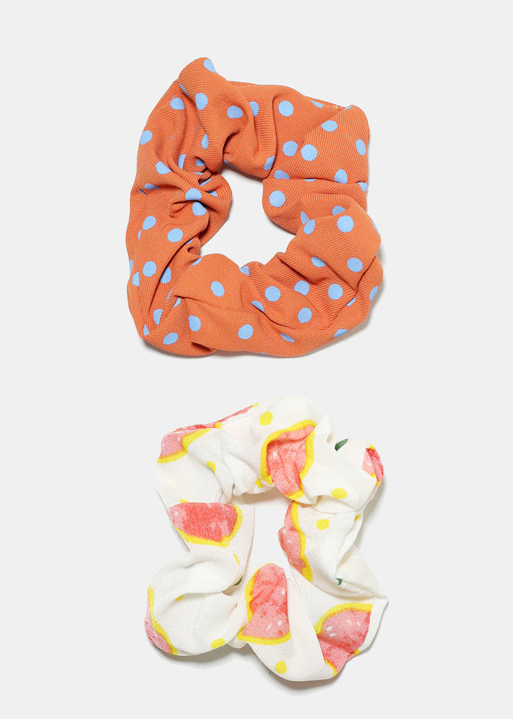 2 Piece Printed Scrunchie Set Polka Dot HAIR - Shop Miss A