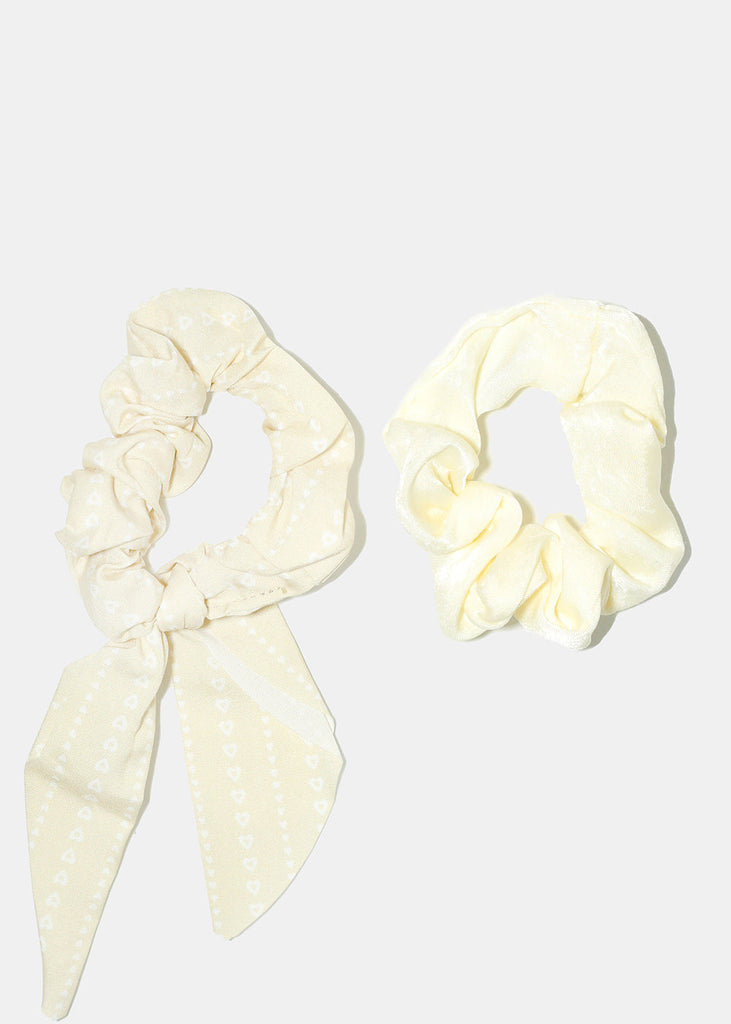 2 Piece Scarf Scrunchie Sets Cream HAIR - Shop Miss A