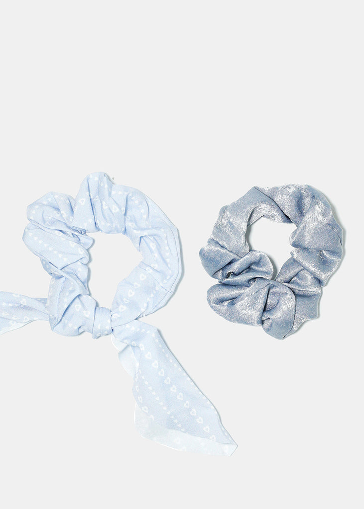 2 Piece Scarf Scrunchie Sets Blue HAIR - Shop Miss A